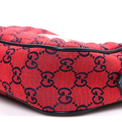Gucci Monogram Multicolor Matelasse Diagonal Small GG Marmont Chain Shoulder Bag Red Blue 10 of 10