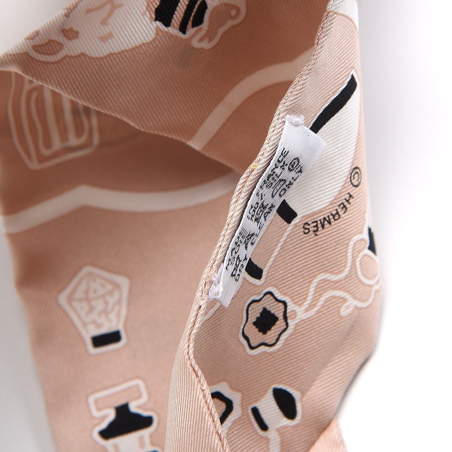 Hermes Silk Les Flacons Bandana Twilly Jaune Soufre Beige Rose Blanc 4 of 4