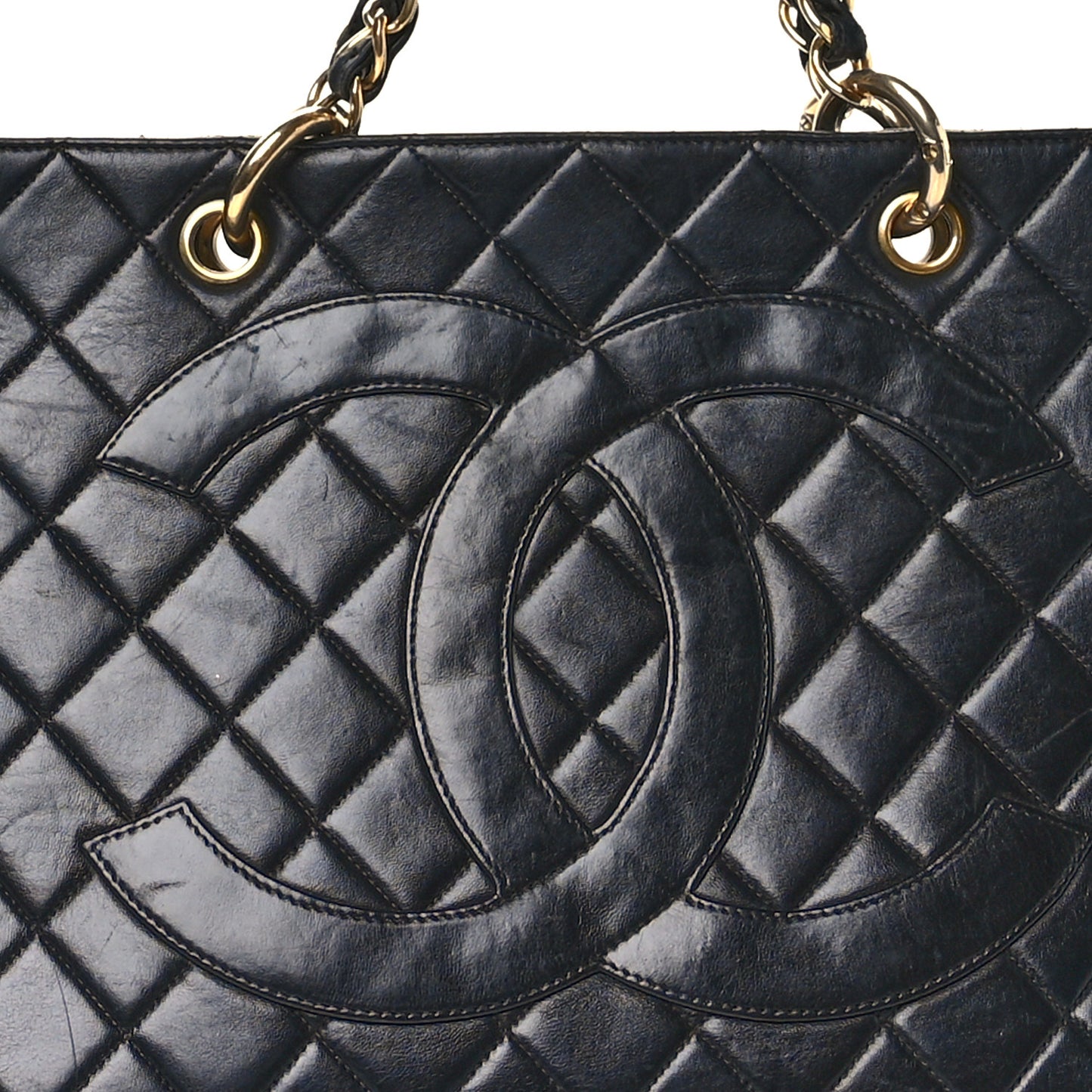 Lambskin Quilted Grand Shopping Tote GST Black