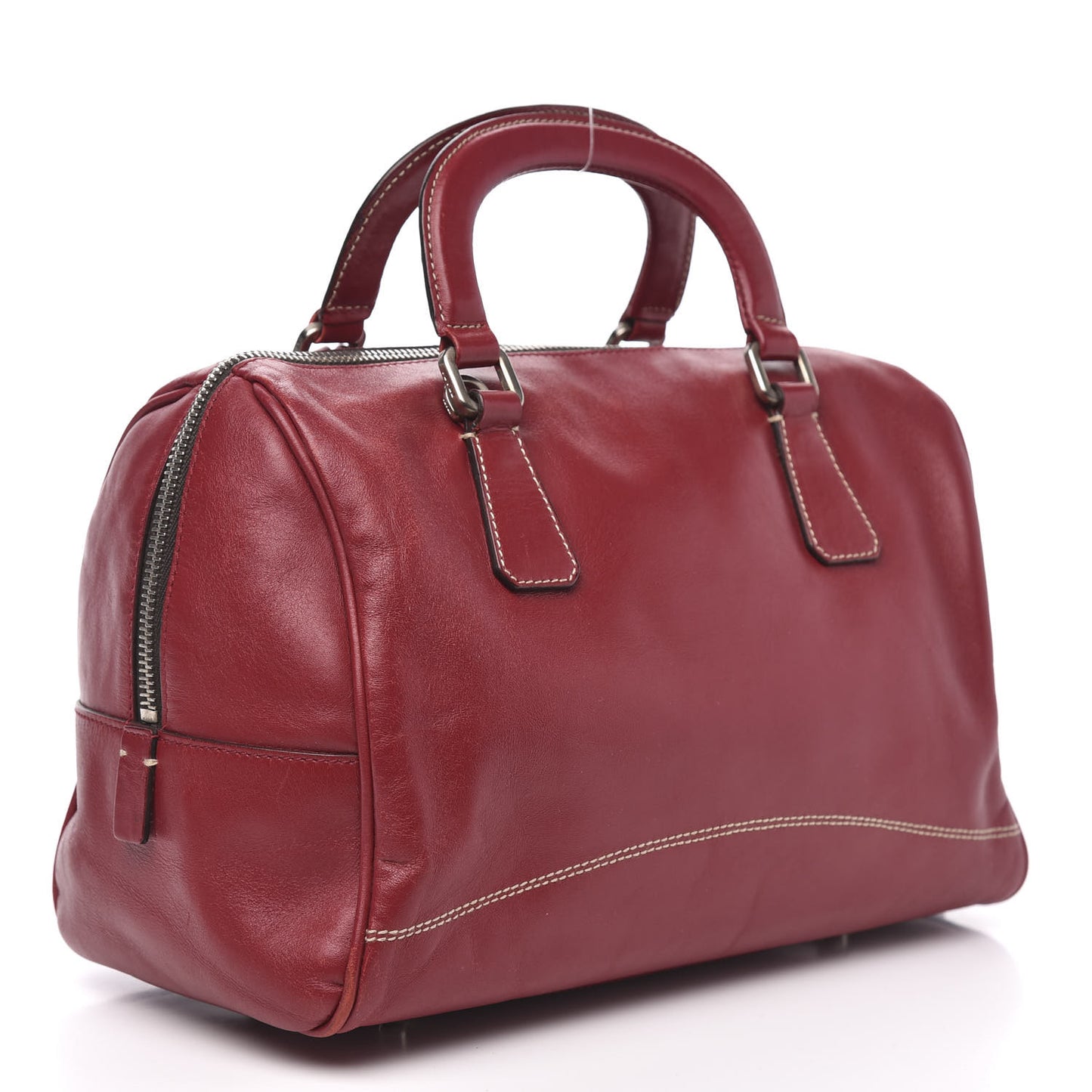 Glace Calfskin Boston Bag Rosso