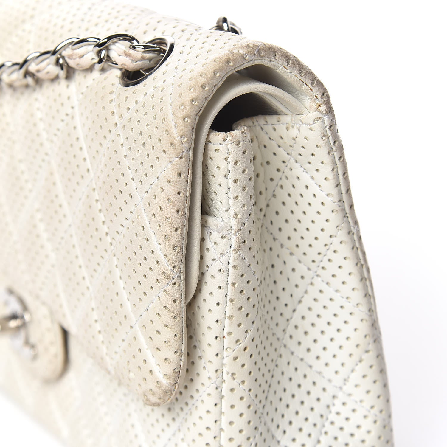 Chanel Lambskin Perforated Medium Double Flap White 8 of 26