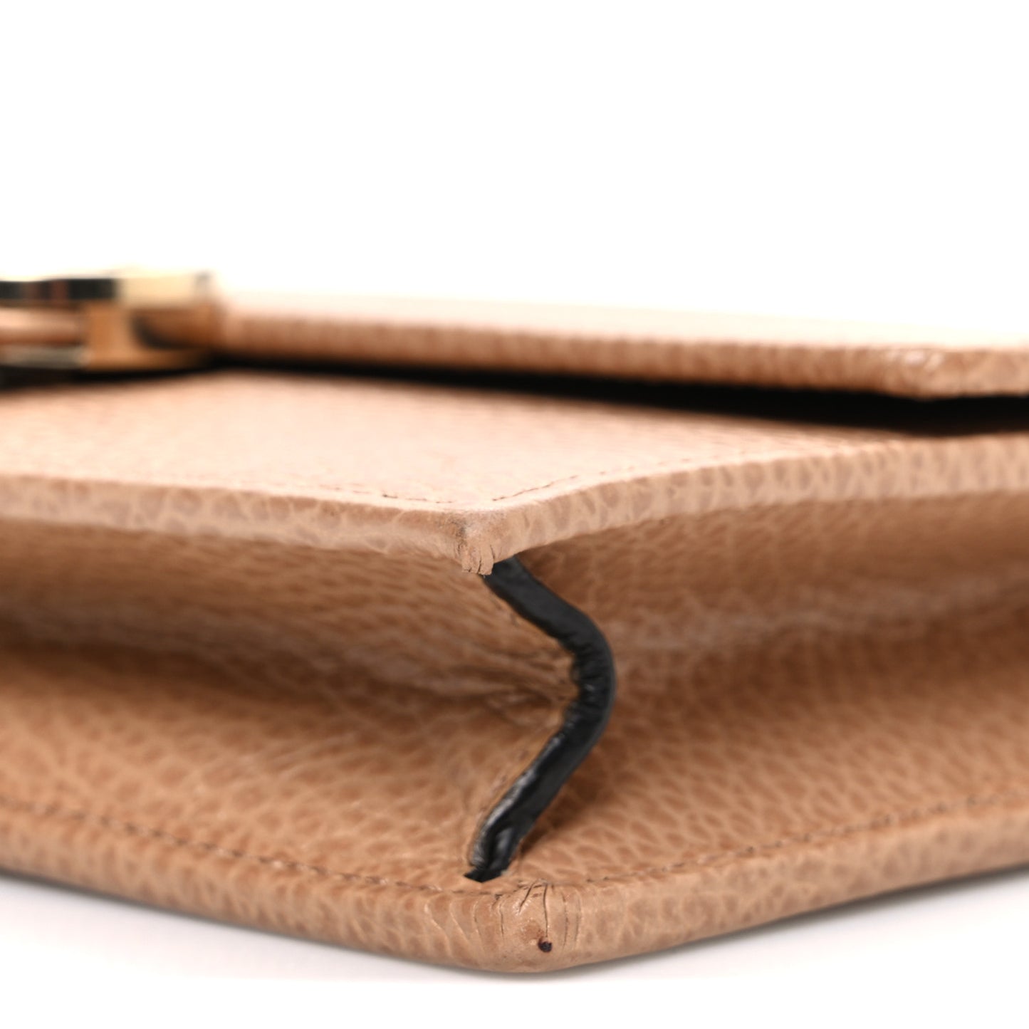 Dollar Calfskin Interlocking G Chain Wallet Camelia