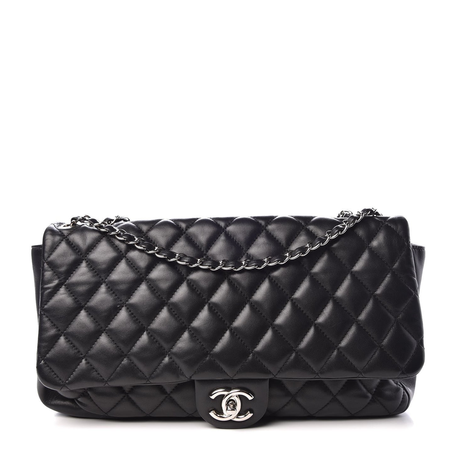 Lambskin Jumbo Coco Rain Flap Black