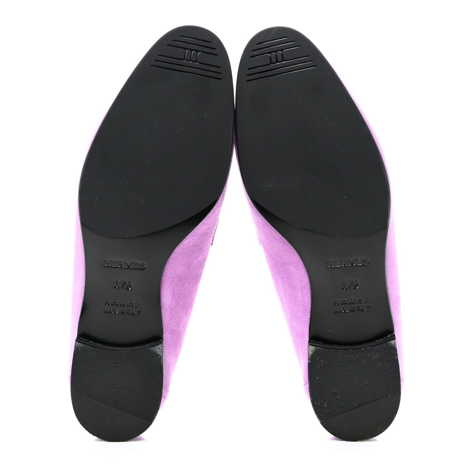 Hermes Suede Goatskin Womens Royal Loafers 37.5 Violet Parme 5 of 8