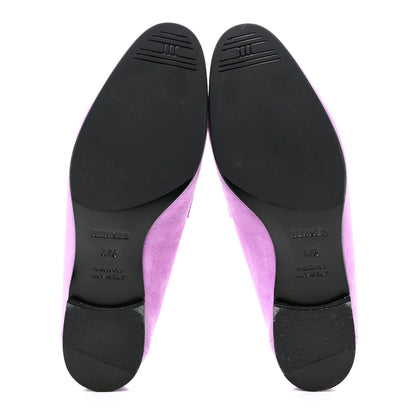 Hermes Suede Goatskin Womens Royal Loafers 37.5 Violet Parme 5 of 8