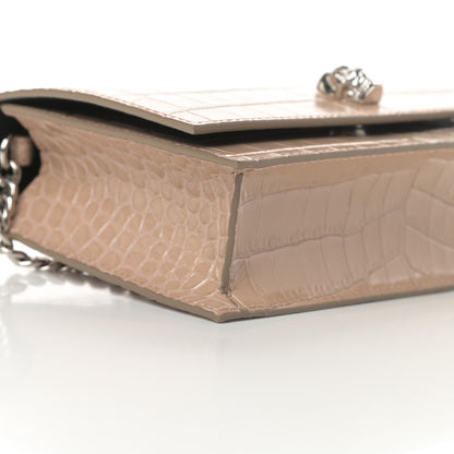 Alexander McQueen Calfskin Crocodile Embossed Skull Mini Crossbody Bag Beige 8 of 10
