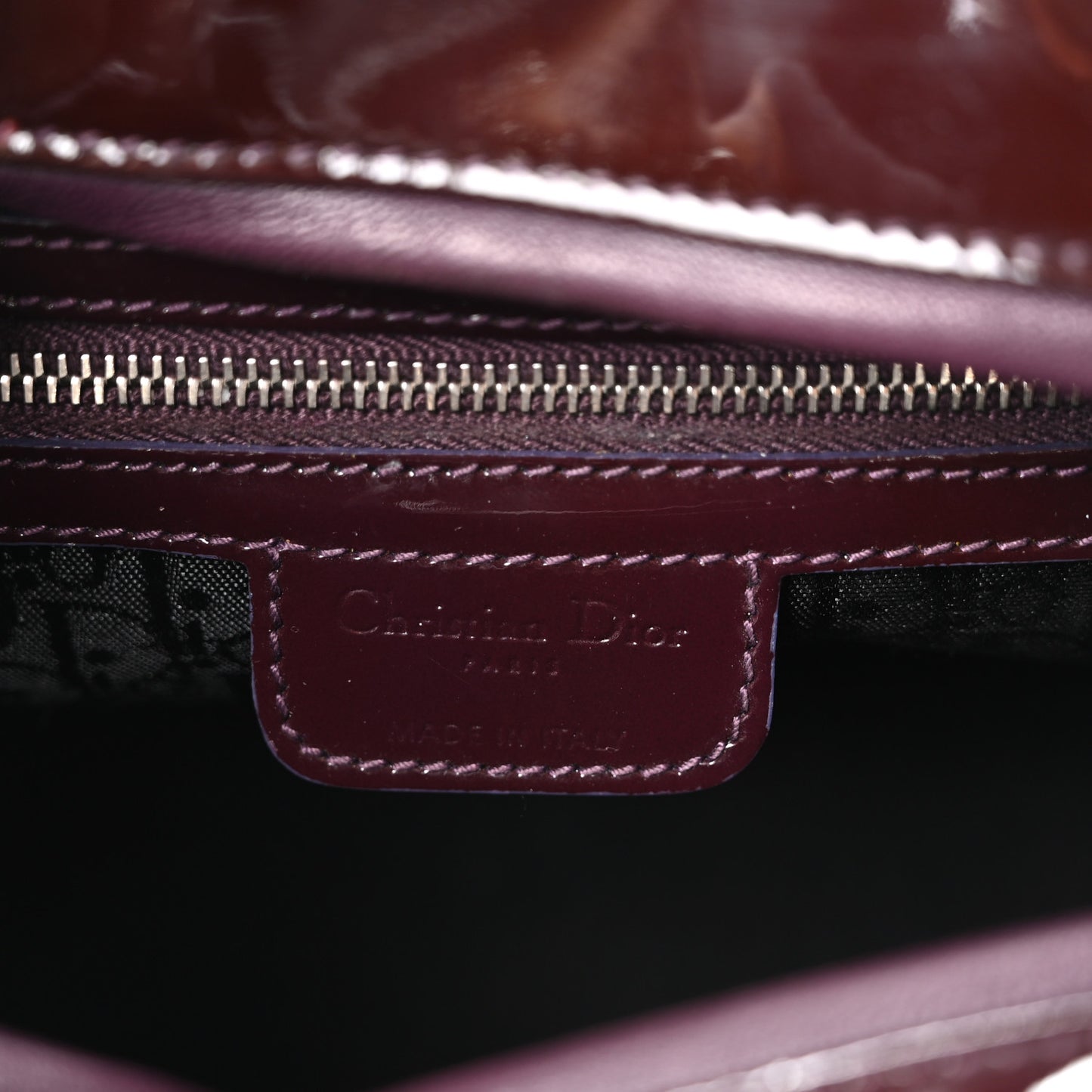 Patent Cannage Large Lady Dior Burgundy