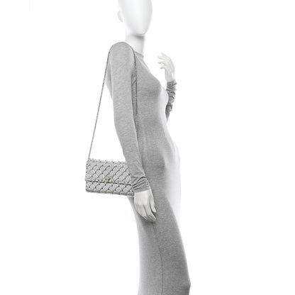 Valentino Garavani Metallic Lambskin Rockstud Spike Wallet on Chain Silver 2 of 11