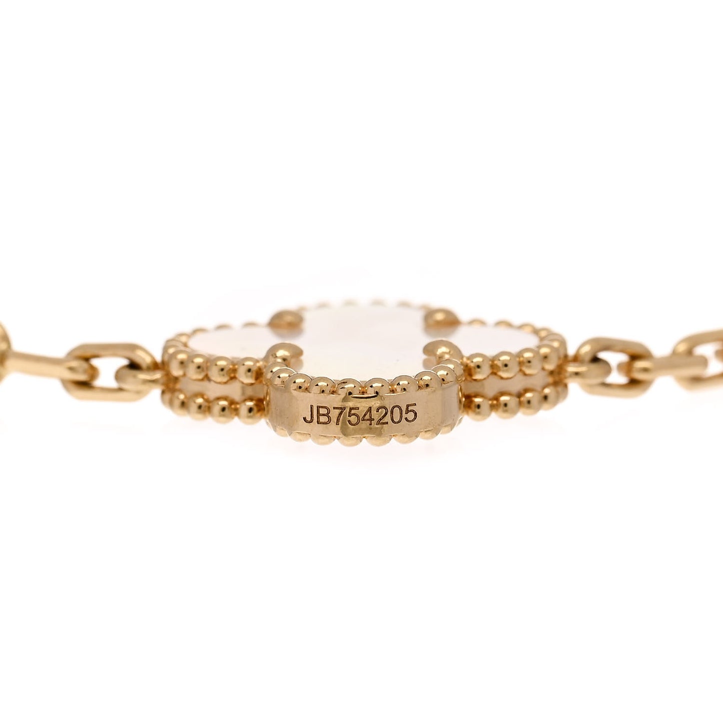 18K Yellow Gold Mother of Pearl 5 Motifs Vintage Alhambra Bracelet