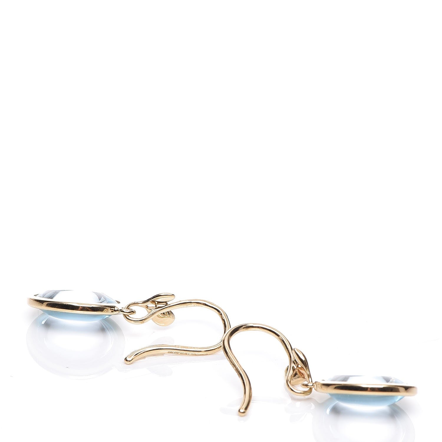 Tiffany 18K Yellow Gold Blue Topaz Paloma Picasso Olive Leaf Drop Earrings 5 of 5