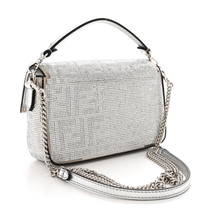 Fendi Crystal Vitello Laminato FF Mini Baguette Crystal Argento 2 of 12