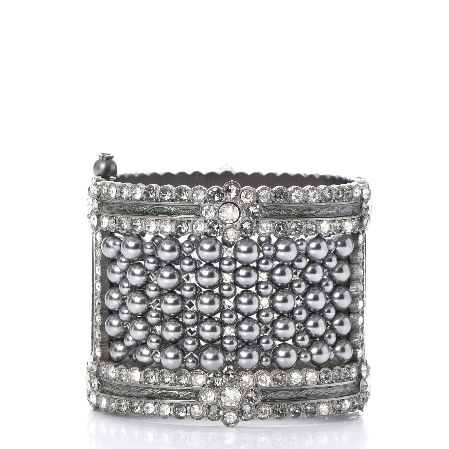 Ruthenium Beaded Crystal CC Wide Cuff