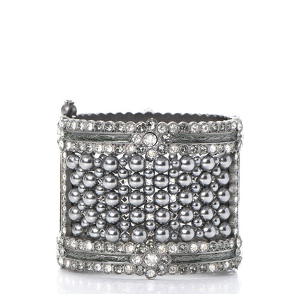 Chanel Ruthenium Beaded Crystal CC Wide Cuff 3 of 5