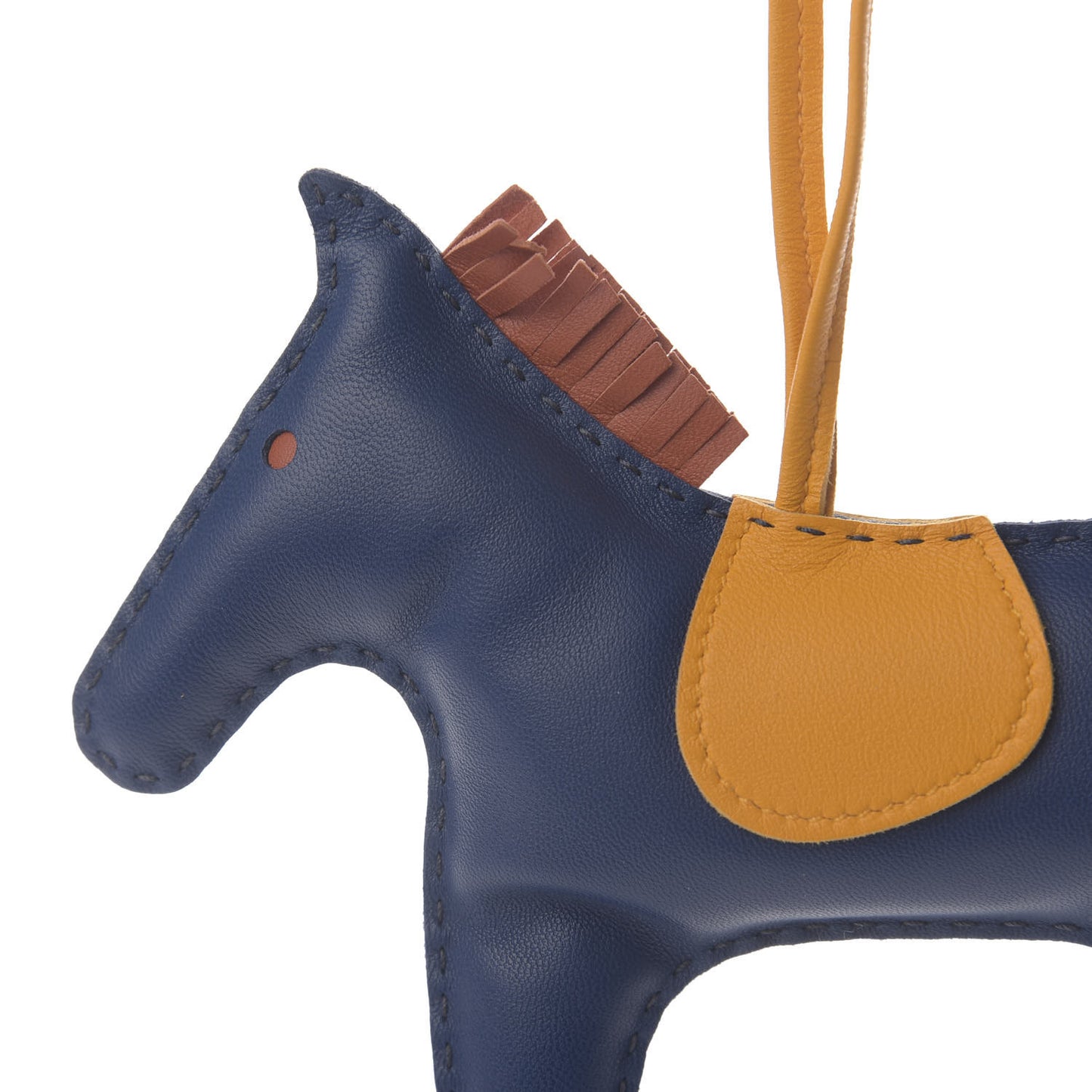 Milo Lambskin Grigri Rodeo Horse Bag Charm GM Bleu de Malte Cornaline Jaune D'Or