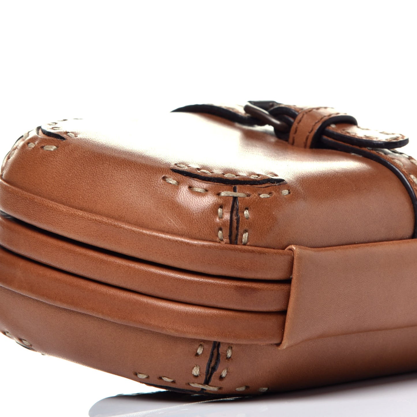 Calfskin Topstitched Knot Clutch Brown