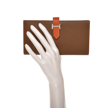 Hermes Epsom Bi Color Bearn Wallet Gold Orange 2 of 8