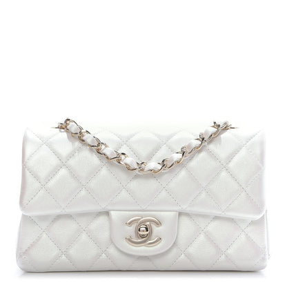 Chanel Iridescent Calfskin Quilted Mini Rectangular Flap White 1 of 9