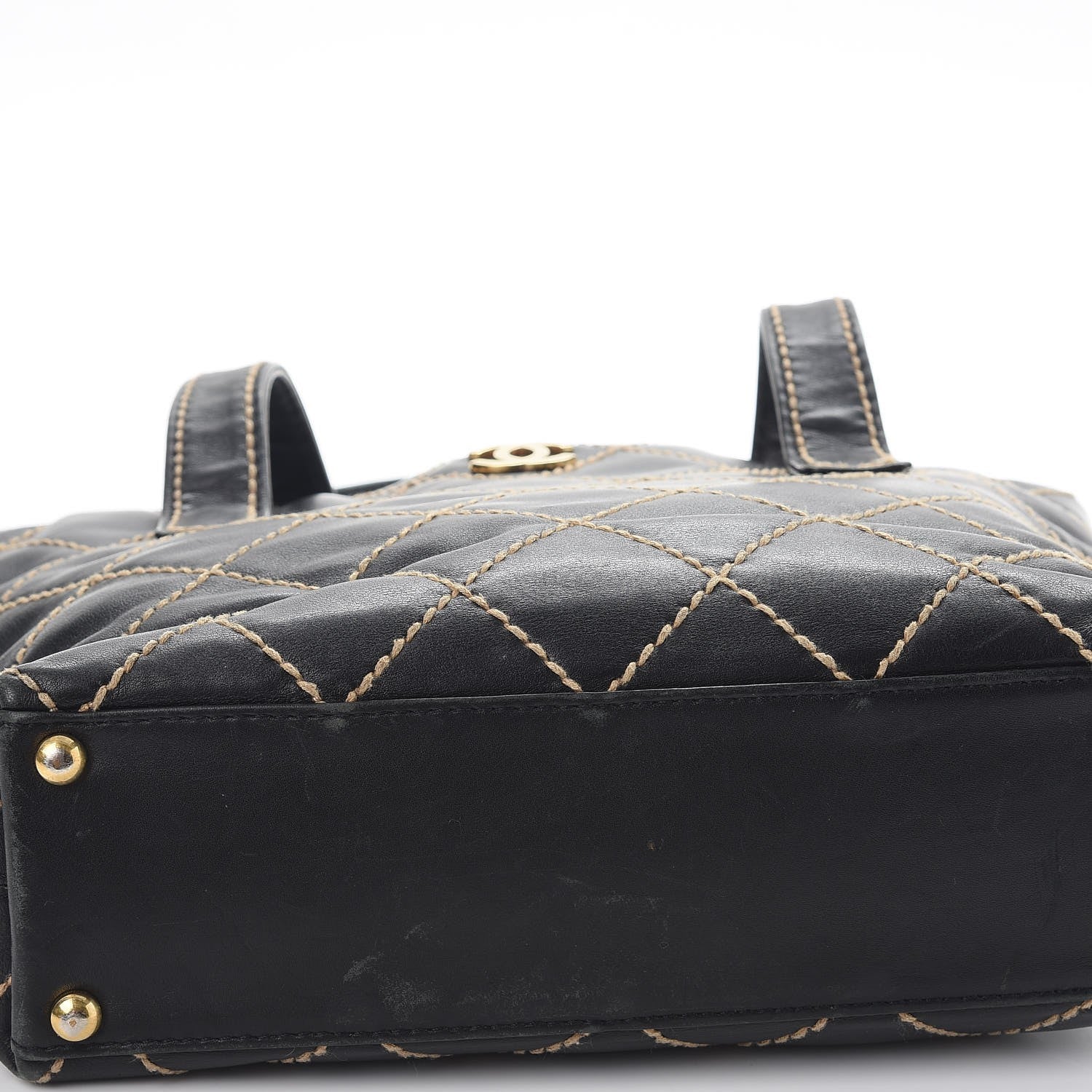 Chanel Calfskin Contrast Stitch Surpique Tote Black 12 of 12