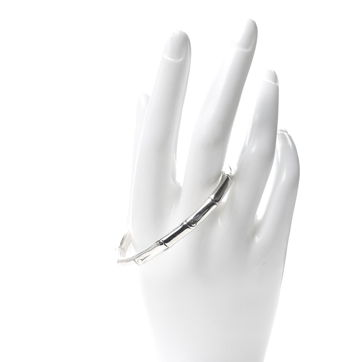 Sterling Silver White Sapphire Bamboo Kick Cuff Bracelet