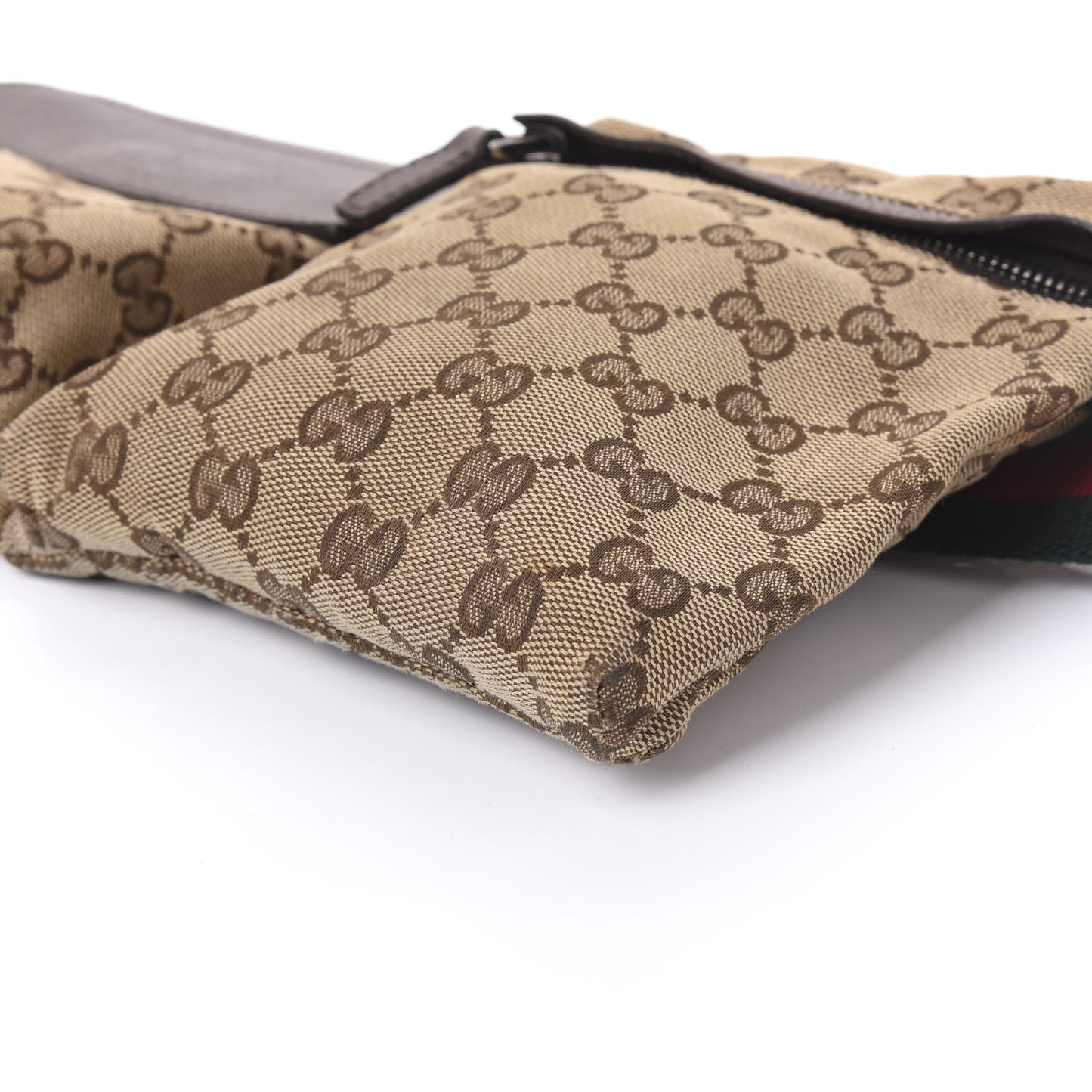 GG Monogram Double Pocket Belt Bag Dark Brown
