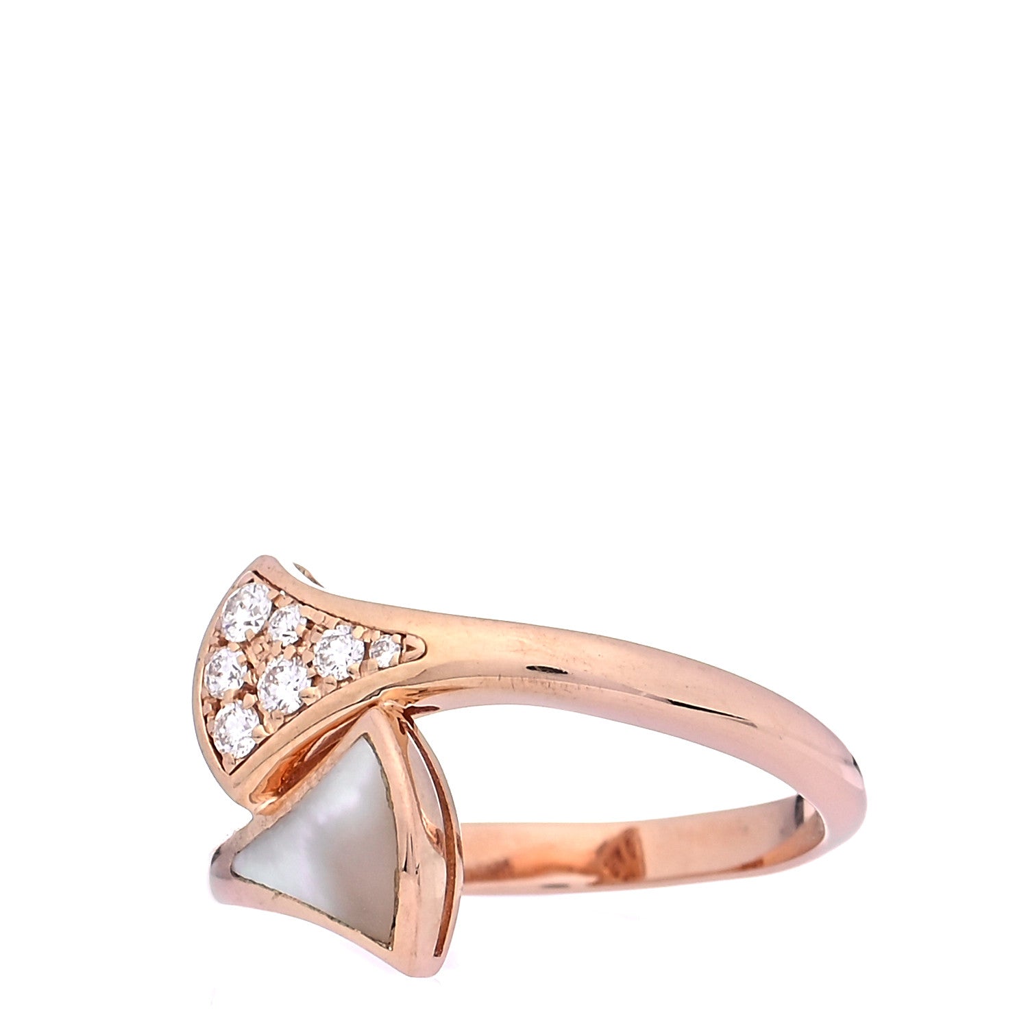 Bulgari 18K Rose Gold Diamond Mother of Pearl Divas' Dream Ring 48 4.5 4 of 6