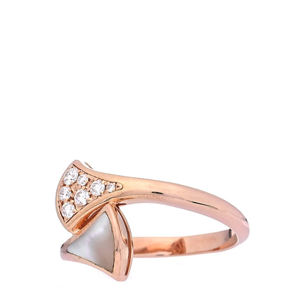 Bulgari 18K Rose Gold Diamond Mother of Pearl Divas' Dream Ring 48 4.5 4 of 6