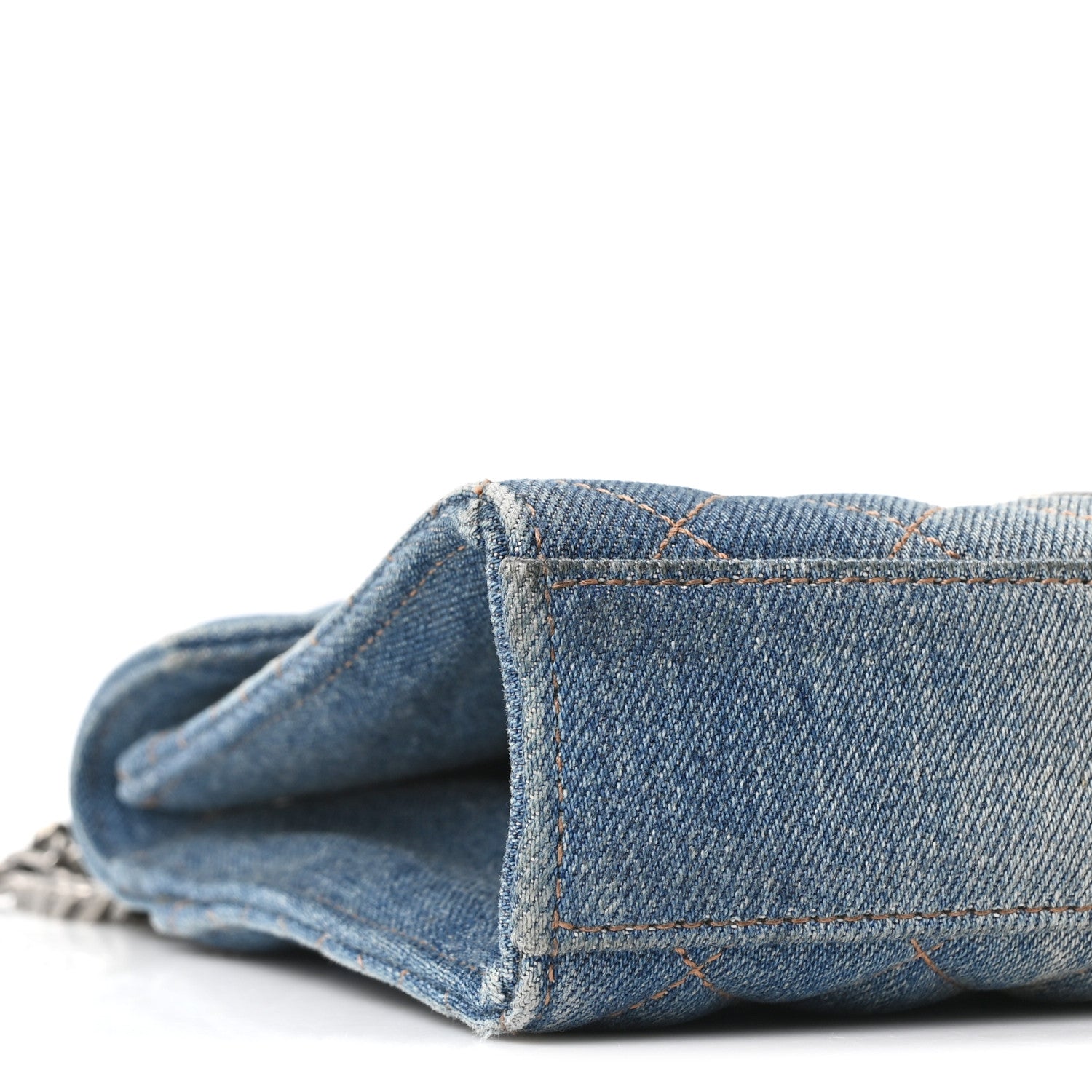 Saint Laurent Denim Mixed Matelasse Triquilt Medium Monogram Envelope Satchel Blue 8 of 9