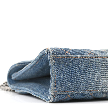 Saint Laurent Denim Mixed Matelasse Triquilt Medium Monogram Envelope Satchel Blue 8 of 9