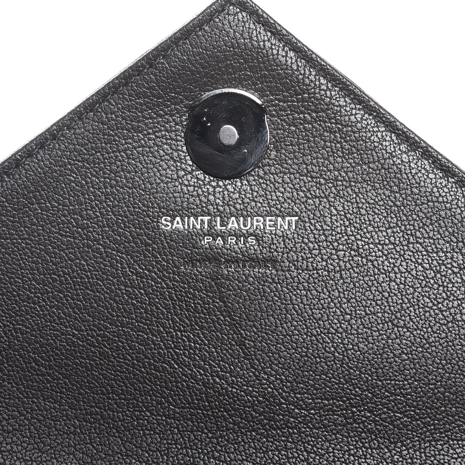 Saint Laurent Sheepskin Matelasse Chevron Monogram College Chain Wallet Coal 6 of 6