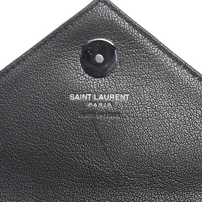 Saint Laurent Sheepskin Matelasse Chevron Monogram College Chain Wallet Coal 6 of 6
