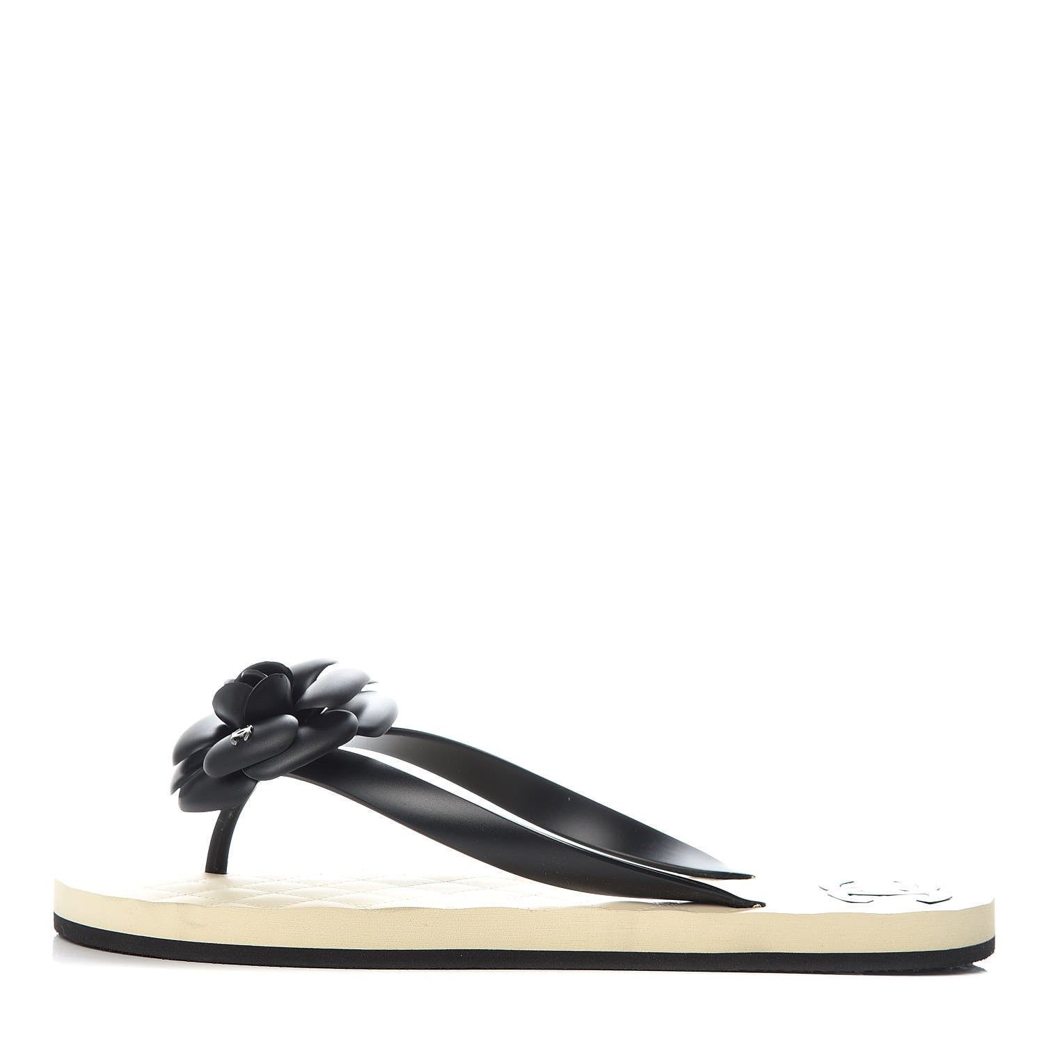 Chanel PVC Camellia Thong Sandals 40 Black 1 of 8