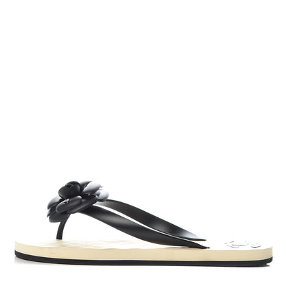Chanel PVC Camellia Thong Sandals 40 Black 1 of 8