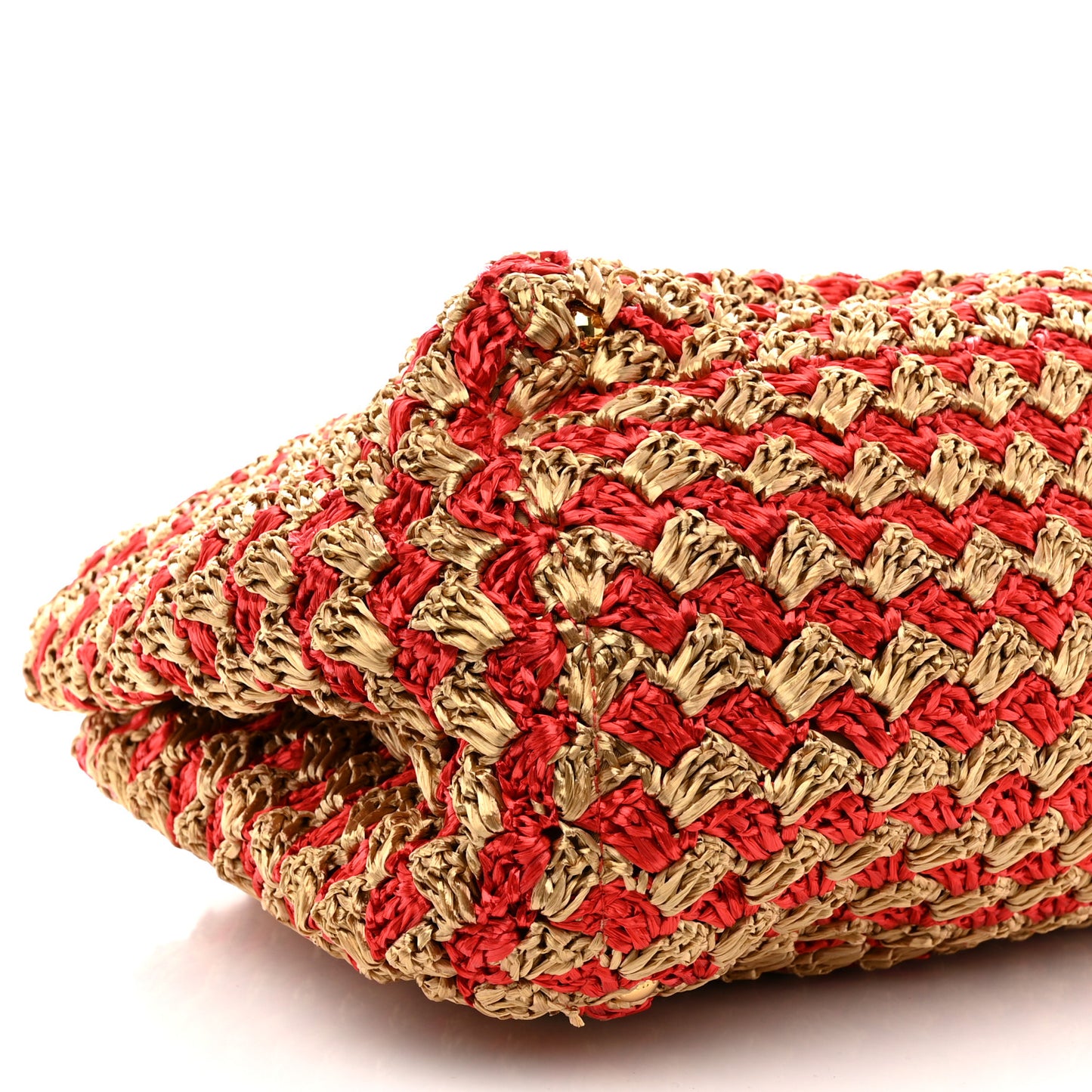 Raffia Crochet Large Tote Naturale Fuoco