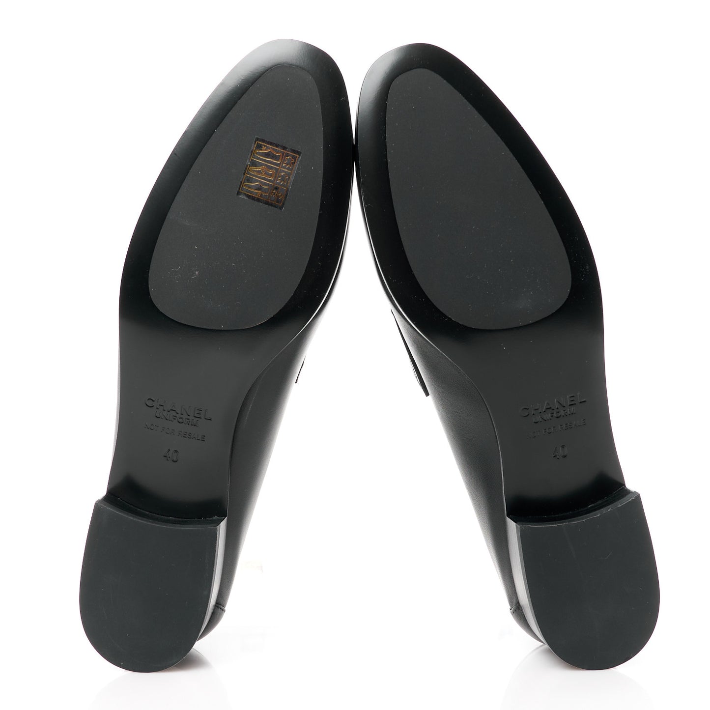 Calfskin Mens Stitched CC Loafers 40 Black