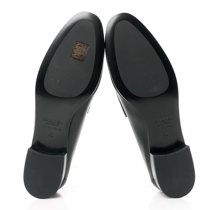 Chanel Calfskin Mens Stitched CC Loafers 40 Black 5 of 8