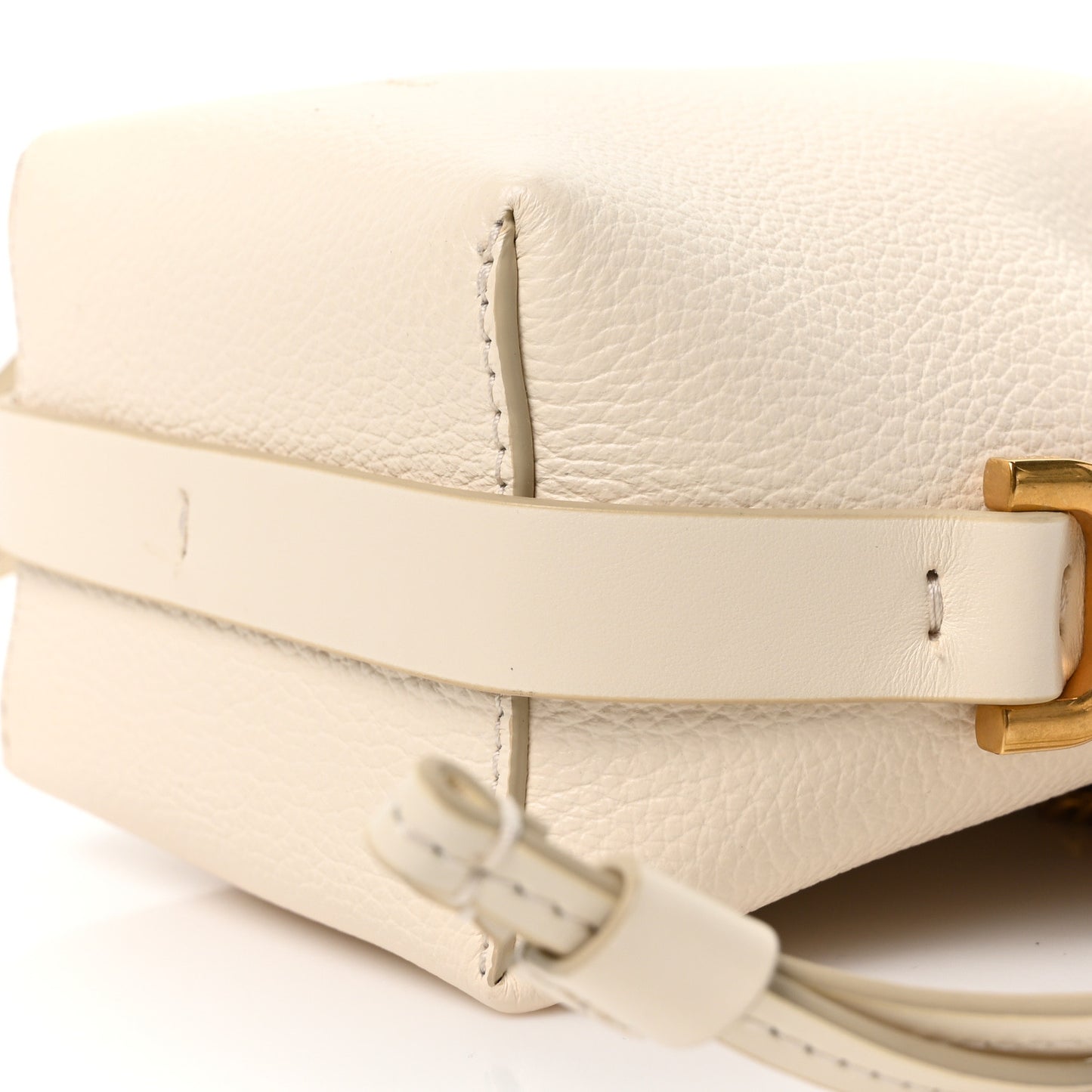 Grained Calfskin Micro Marcie Bucket Bag Misty Ivory