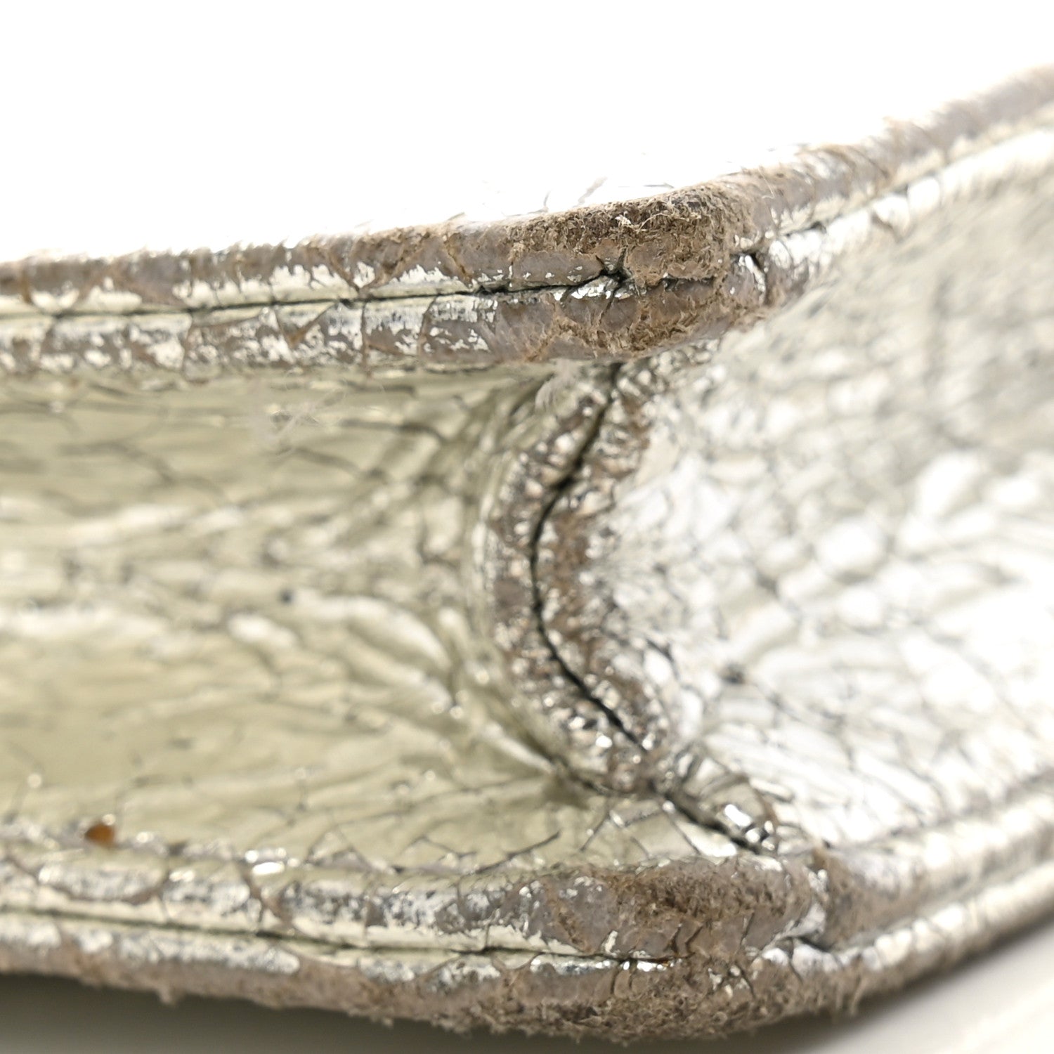 Christian Dior Metallic Ceramic Effect Deerskin Diorama Wallet on Chain Pouch Silver 12 of 12