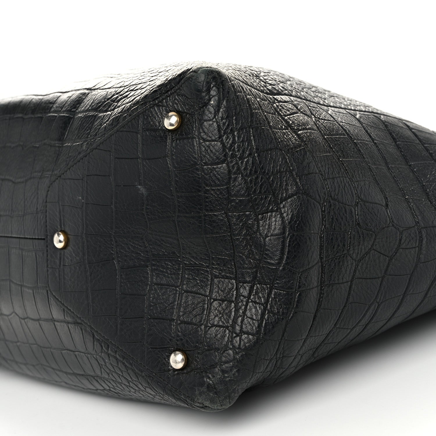 Chanel Calfskin Crocodile Embossed Large Cocodile Shopping Tote Black 10 of 12