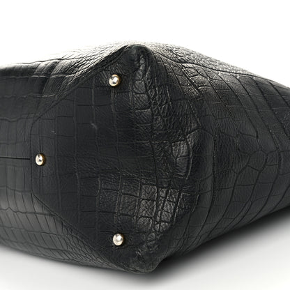 Chanel Calfskin Crocodile Embossed Large Cocodile Shopping Tote Black 10 of 12