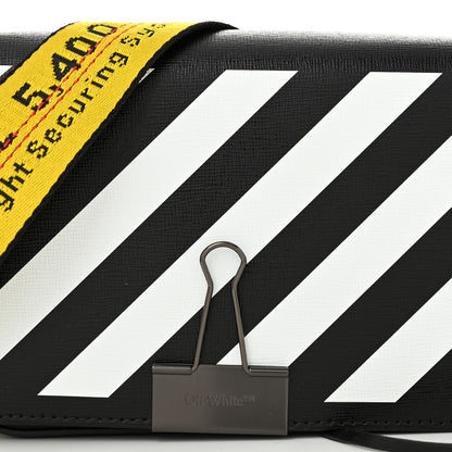 Off-White Saffiano Striped Mini Diag Binder Clip Bag Black White Yellow 10 of 14