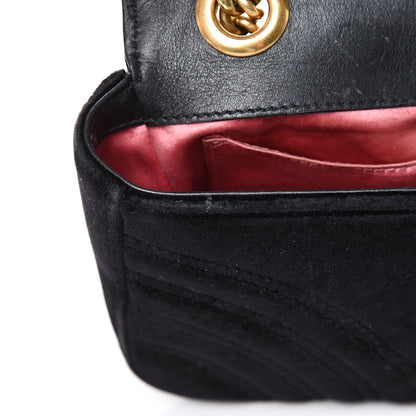 Gucci Velvet Matelasse Mini GG Marmont Shoulder Bag Black 17 of 22