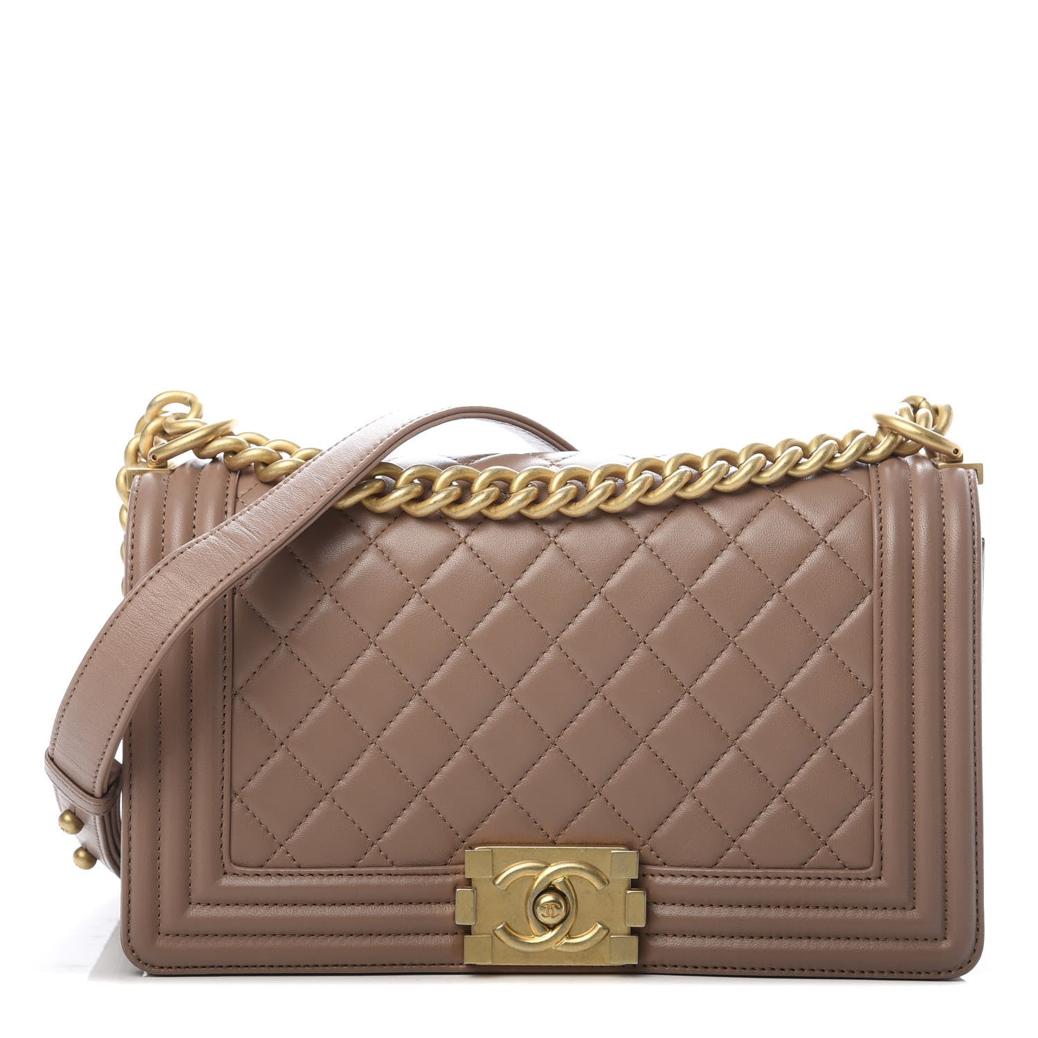 Chanel Lambskin Quilted Medium Boy Flap Beige 1 of 12