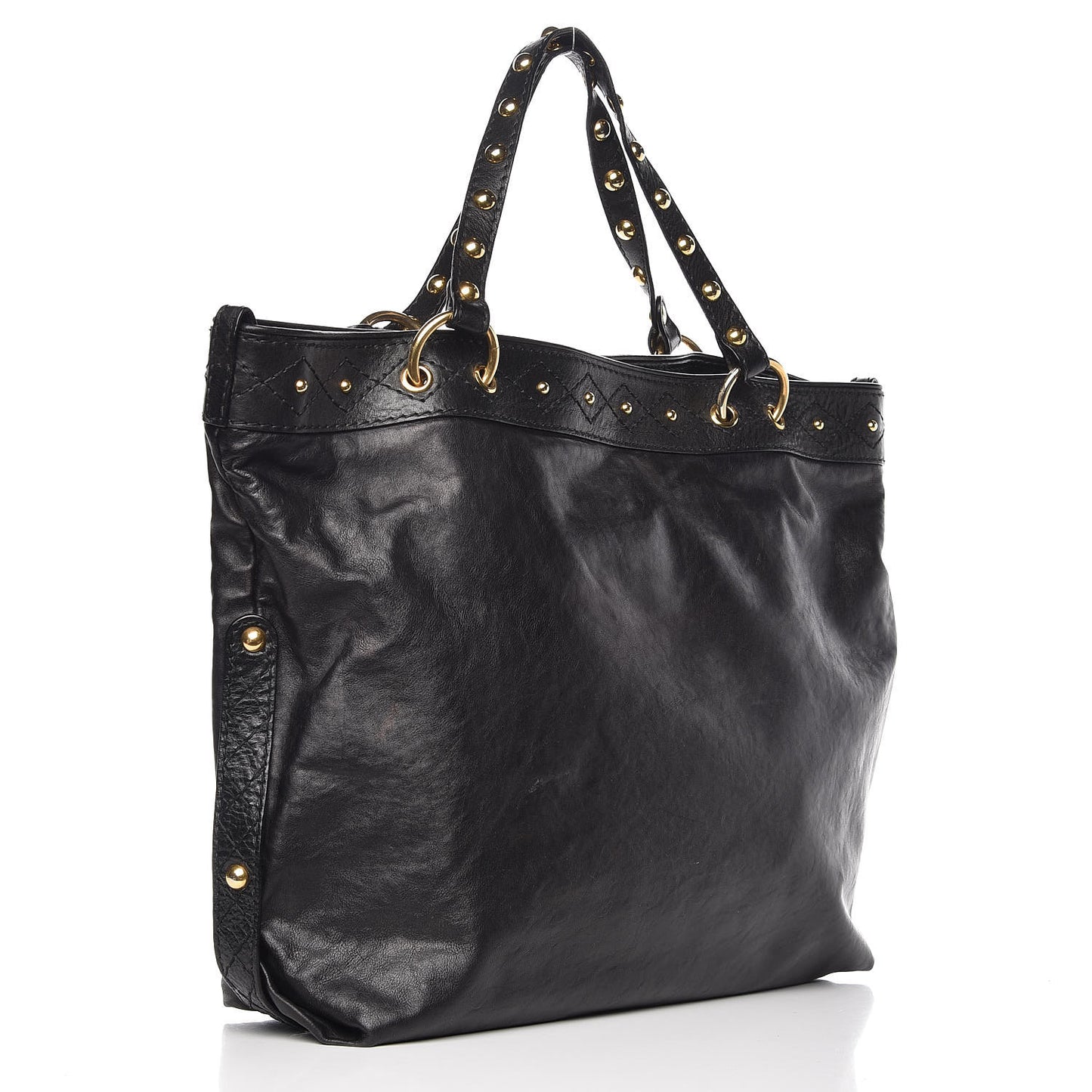 Calfskin Studded Medium Irina Tote Black