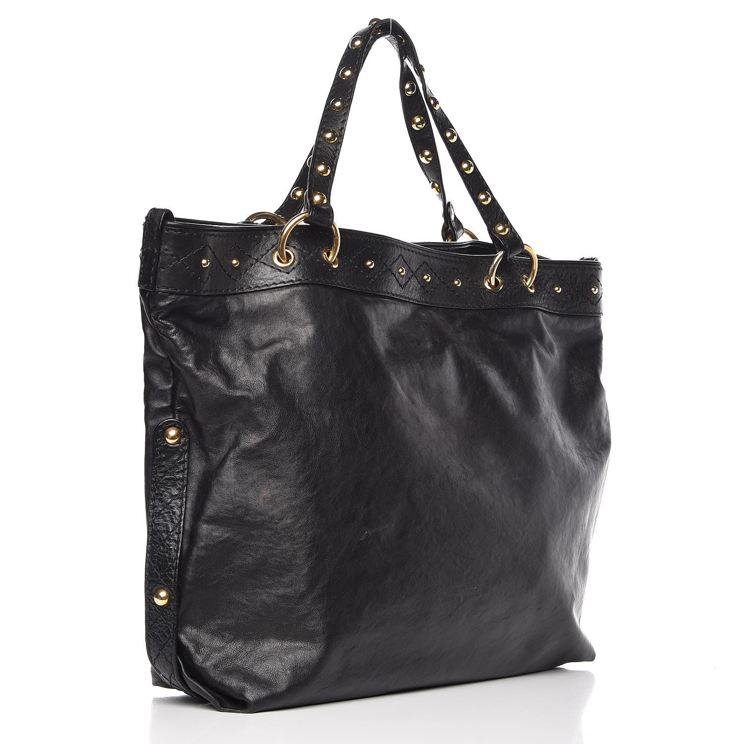 Gucci Calfskin Studded Medium Irina Tote Black 3 of 9