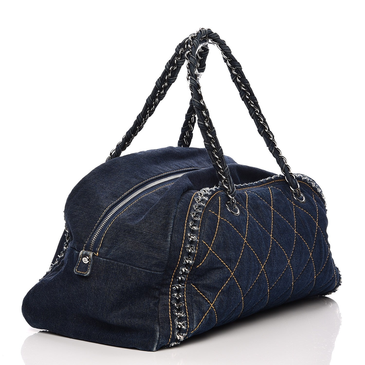 Chanel Denim Luxe Ligne Large Bowler Blue 3 of 12