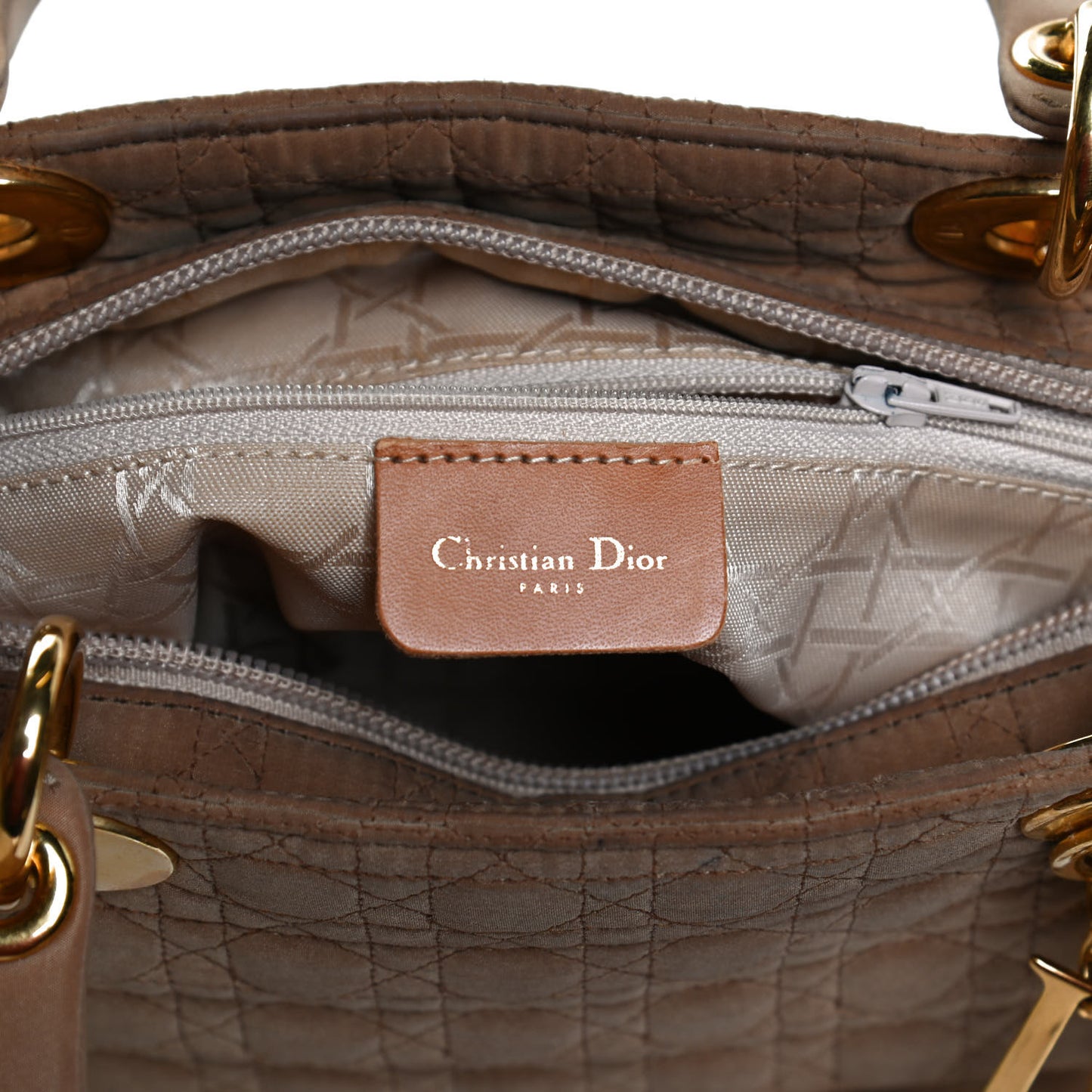 Nylon Cannage Medium Lady Dior Tan
