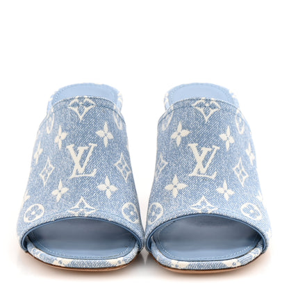 Louis Vuitton Denim Monogram Silhouette Mules 39 Blue 3 of 10