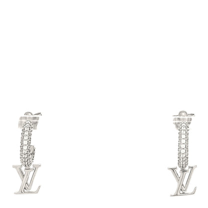 Louis Vuitton Metal Crystal LV Iconic Hoop Earrings Palladium 1 of 6