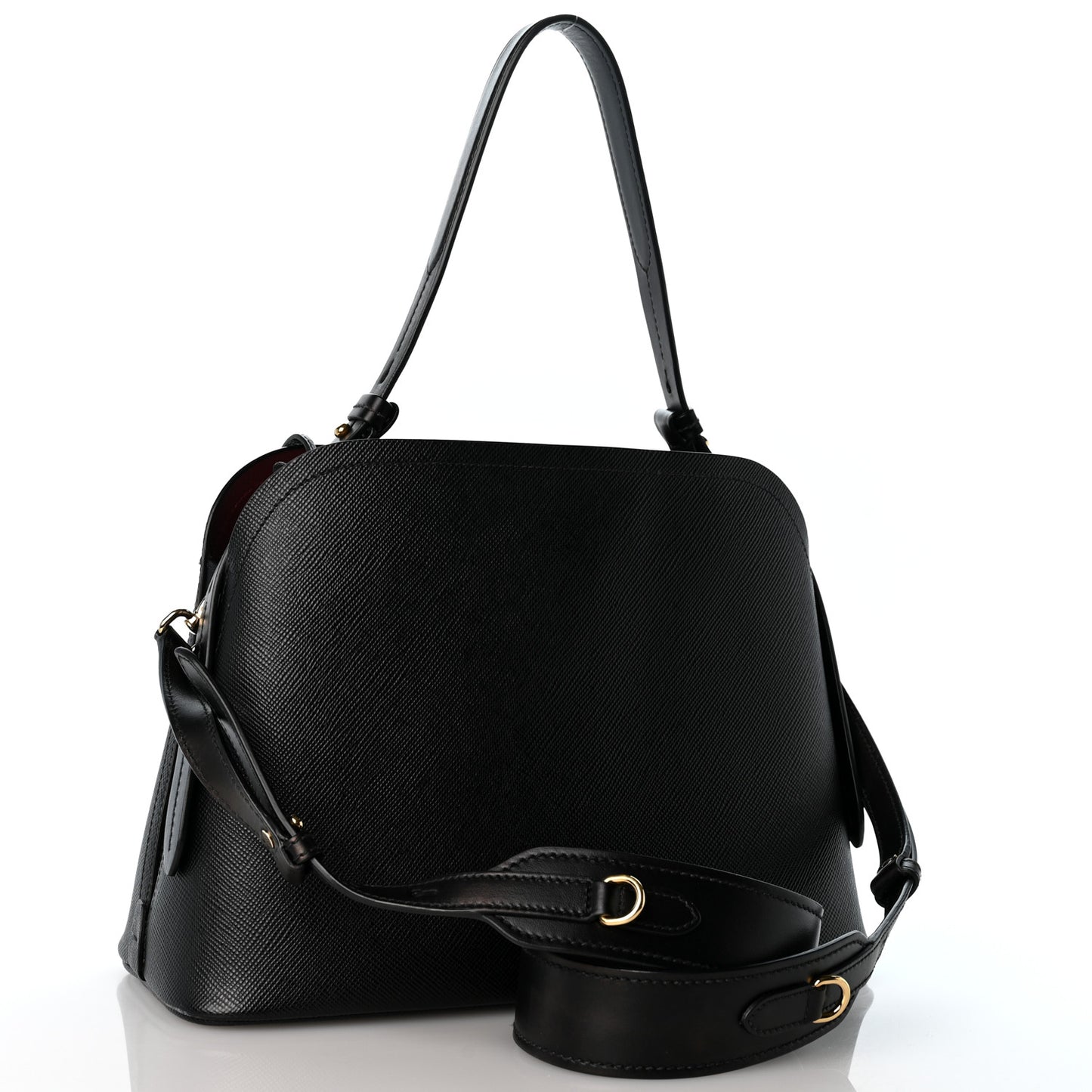 Saffiano Cuir Small Matinee Tote Black Cerise