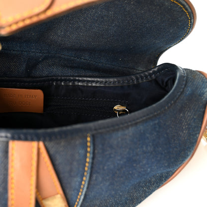 Christian Dior Denim Calfskin Saddle Bag Blue 6 of 10